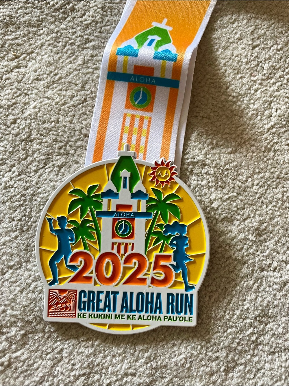 2025 Carole Kai Great Aloha Run Finisher Medal - Bright Yellow & Blue